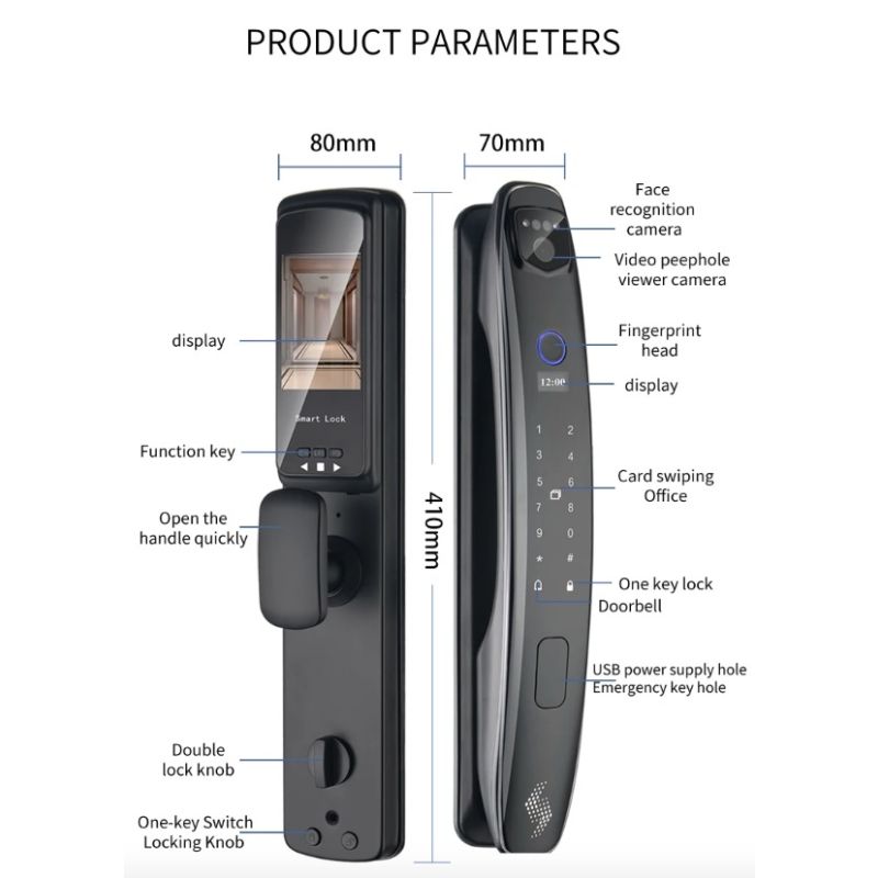 Inteligentny zamek 3D z kamerą bezpieczeństwa sześć metod odblokowywania ochrona domu nowoczesna wygoda