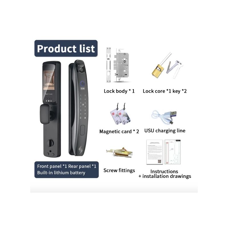 Inteligentny zamek 3D z kamerą bezpieczeństwa sześć metod odblokowywania ochrona domu nowoczesna wygoda