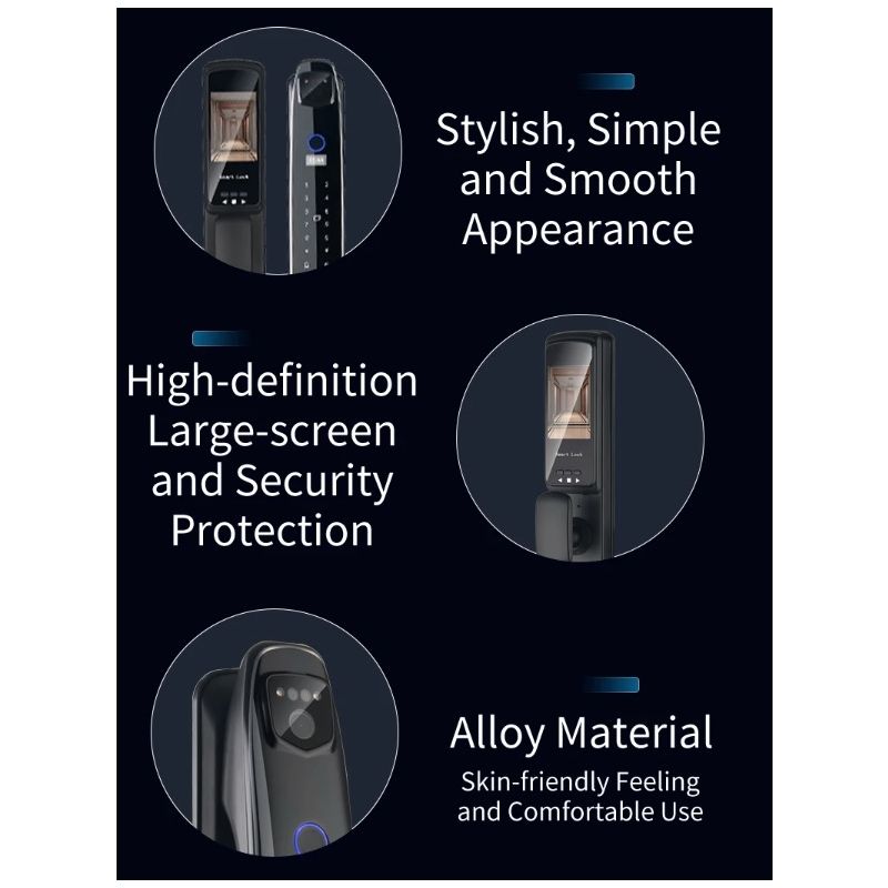 Inteligentny zamek 3D z kamerą bezpieczeństwa sześć metod odblokowywania ochrona domu nowoczesna wygoda