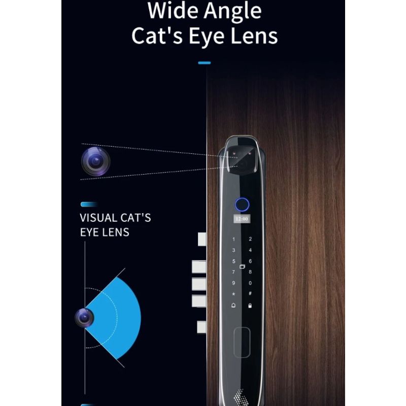 Inteligentny zamek 3D z kamerą bezpieczeństwa sześć metod odblokowywania ochrona domu nowoczesna wygoda