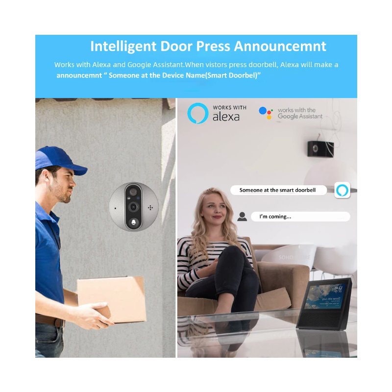 Tuya Smart 1080P WiFi wizjer kamera wideo z czujnikiem ruchu PIR noktowizor kąt widzenia 120 stopni bezpieczeństwo