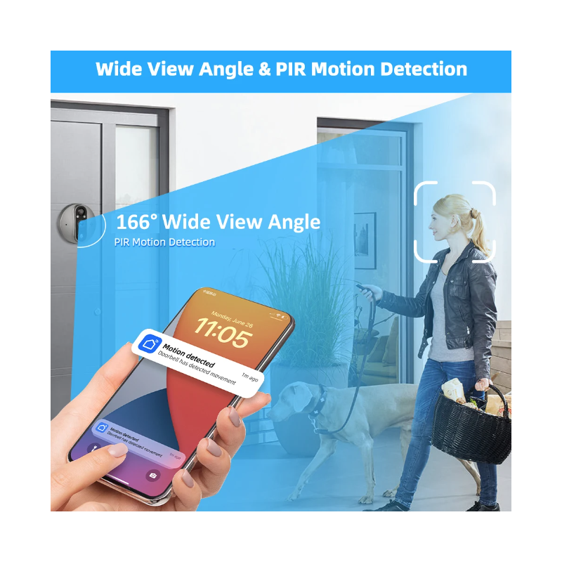 Tuya Smart 1080P WiFi wizjer kamera wideo z czujnikiem ruchu PIR noktowizor kąt widzenia 120 stopni bezpieczeństwo