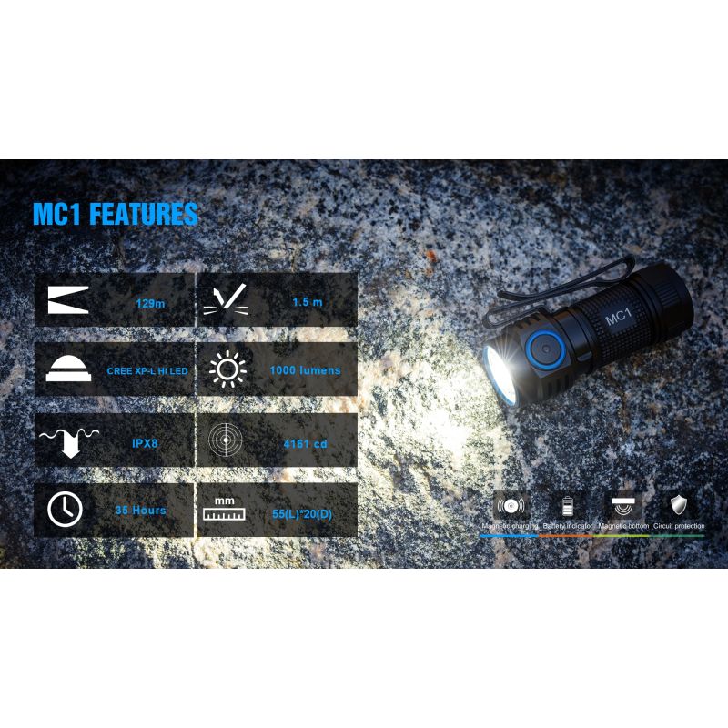 TrustFire MC1 Baton XP-L HI kompaktowa latarka LED 1000 lumenów magnetyczne ładowanie codzienne noszenie