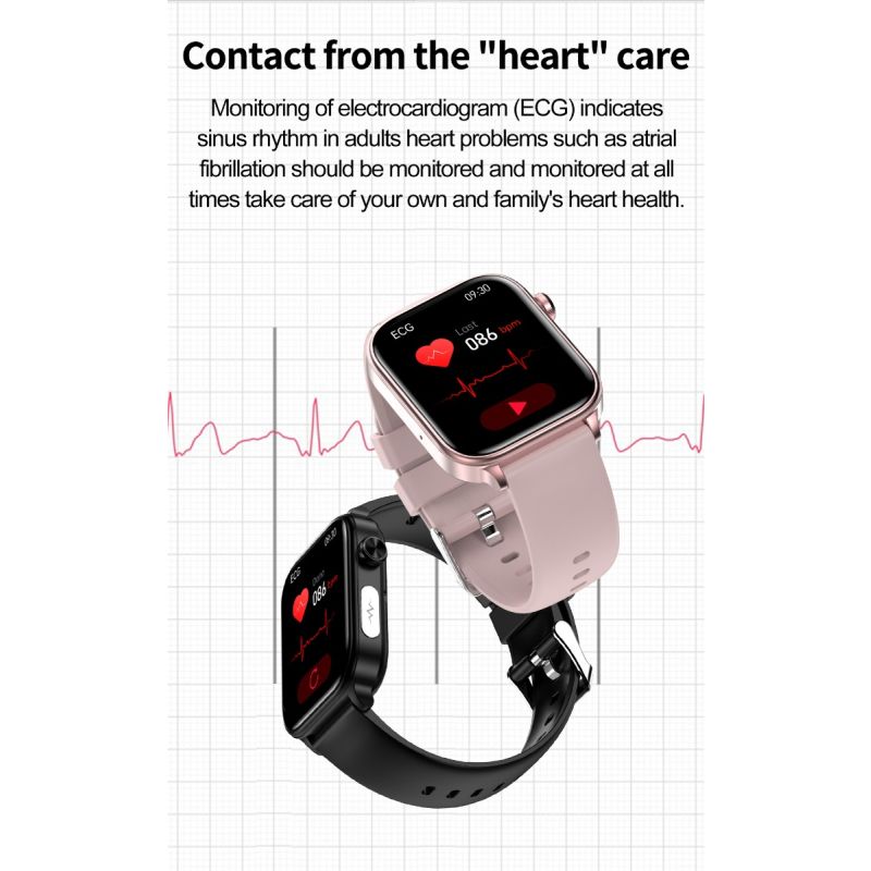 ET570 Inteligentny Zegarek Glukozy we Krwi EKG Tętna Ciśnienia Krwi Smartwatch