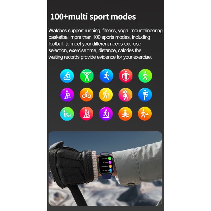 ET570 Inteligentny Zegarek Glukozy we Krwi EKG Tętna Ciśnienia Krwi Smartwatch