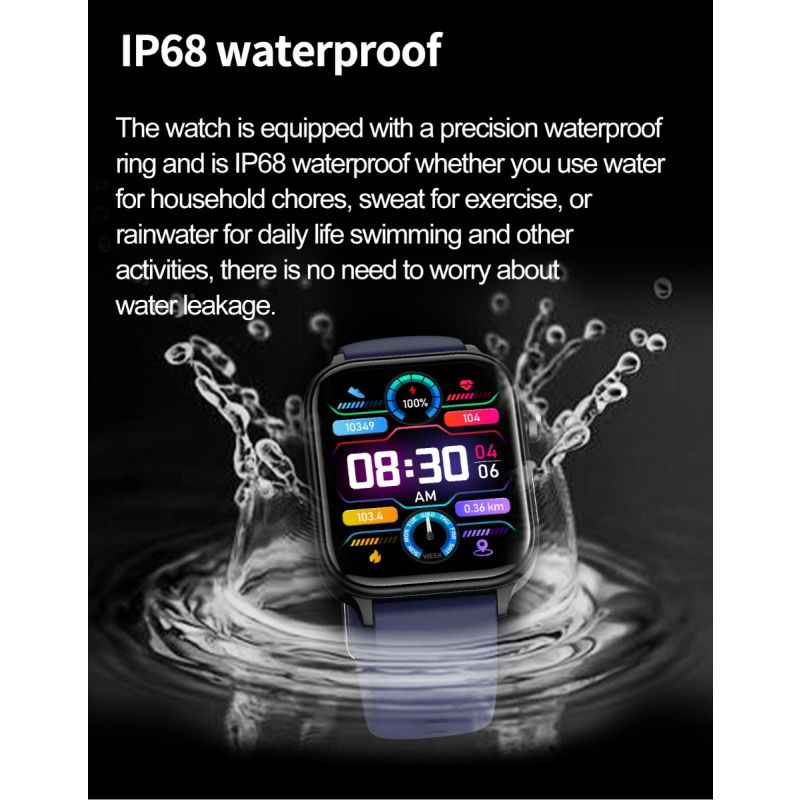 ET570 Inteligentny Zegarek Glukozy we Krwi EKG Tętna Ciśnienia Krwi Smartwatch