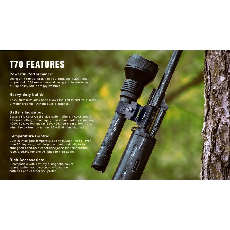 Latarka LED Trustfire T70 Kit XHP35 HI 2300 lumenów daleki zasięg 1000 metrów sprzęt outdoorowy