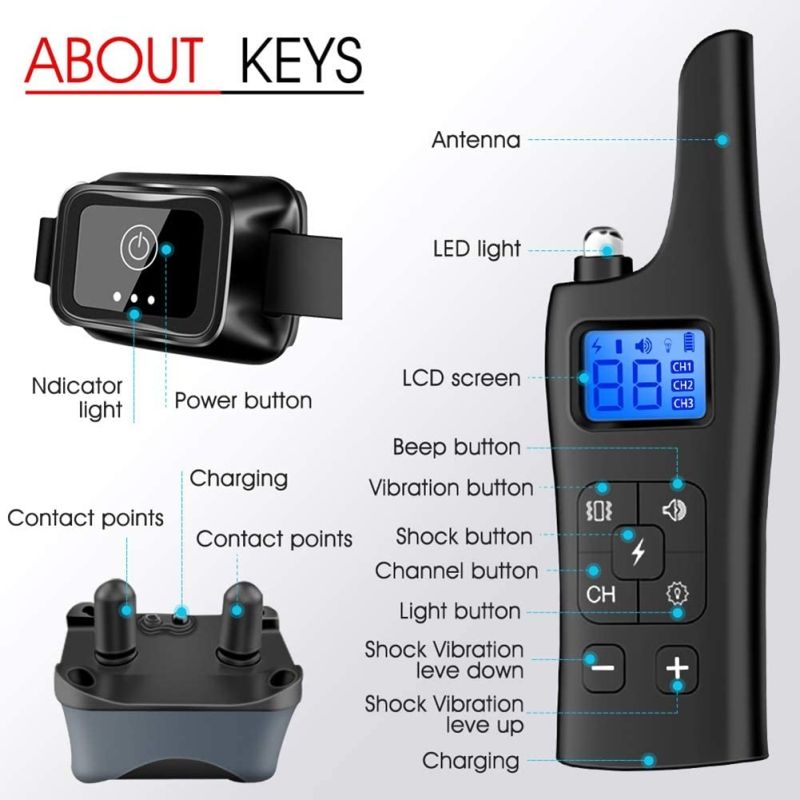 Nowy elektroniczny kolnierz szkoleniowy dla psów 800m z pilotem 3 tryby zdalne sterowanie i szybkie ładowanie