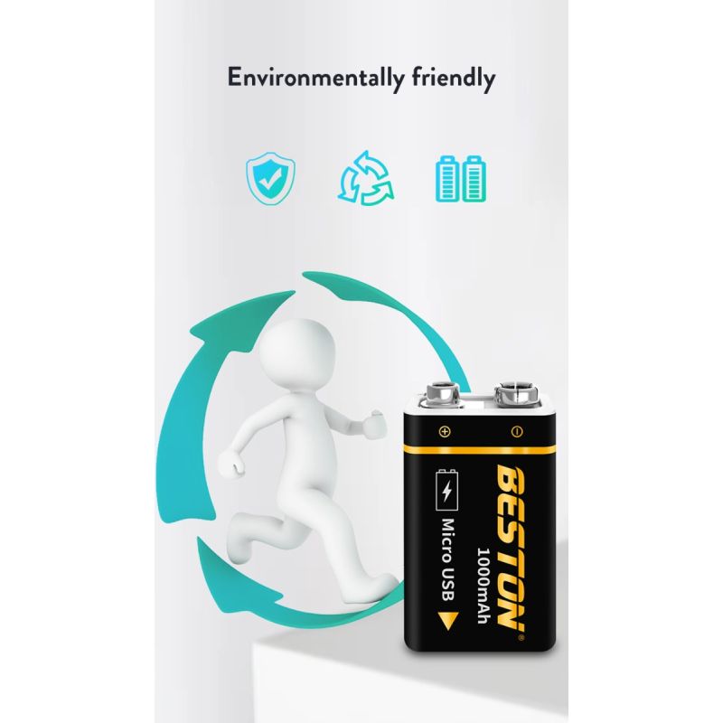 Ładowalna bateria Beston 9V akumulator do helikoptera RC Ekologiczna energia mikro USB 1000mAh zrównoważona