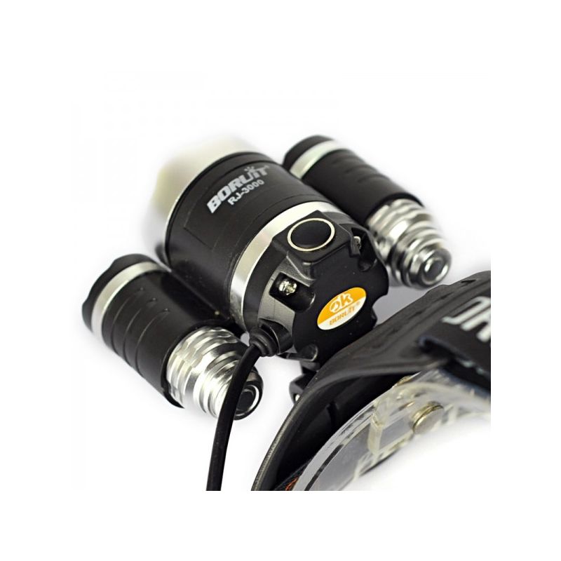 Czołówka Boruit RJ-3000 reflektor LED światło białe T6 sprzęt przygodowy jasność 1000 lumenów różnorodne tryby