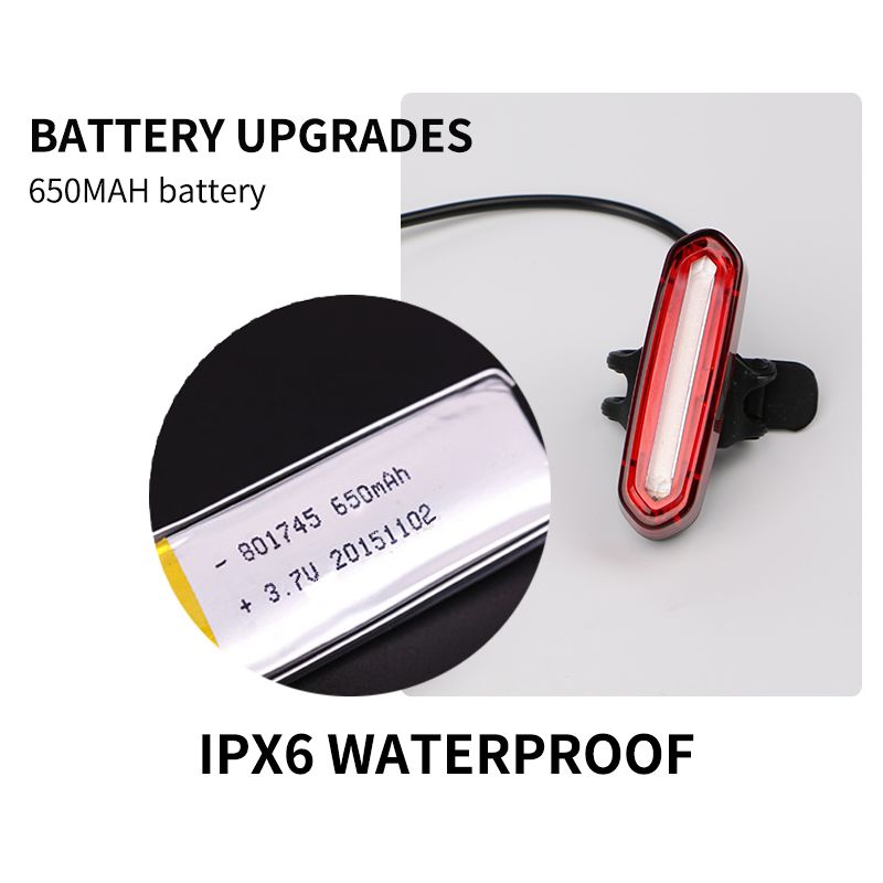 Akumulatorowe światło rowerowe COB USB 4 tryby wodoodporne tylne oświetlenie z litową baterią dla bezpieczeństwa