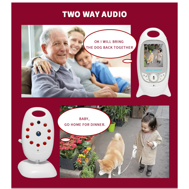 VB601 przenośny monitor dziecięcy 2.4G z kamerą bezpieczeństwa dwukierunkowa komunikacja wizja nocna