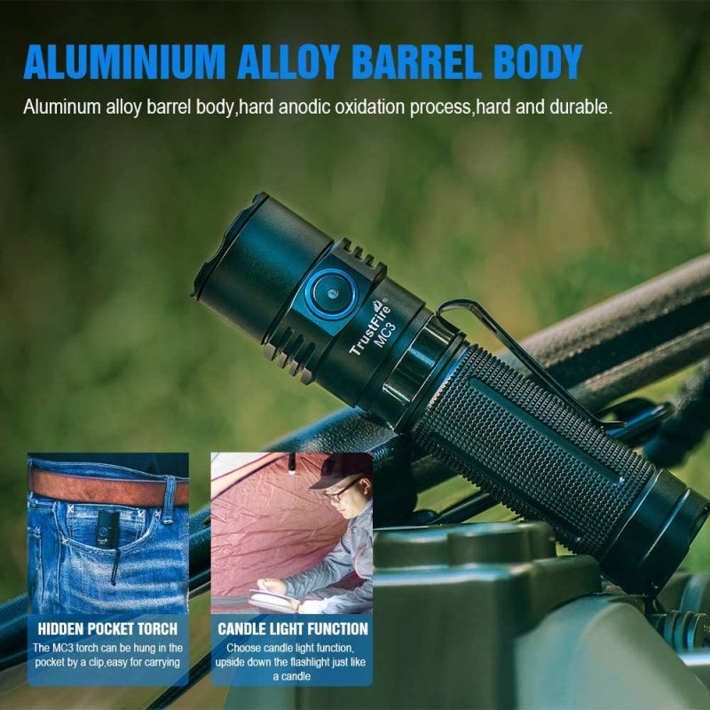 Latarka ręczna TrustFire MC3 XHP50 2500 lumenów mocna kompaktowa wodoodporność IP68 ładowanie magnetyczne USB