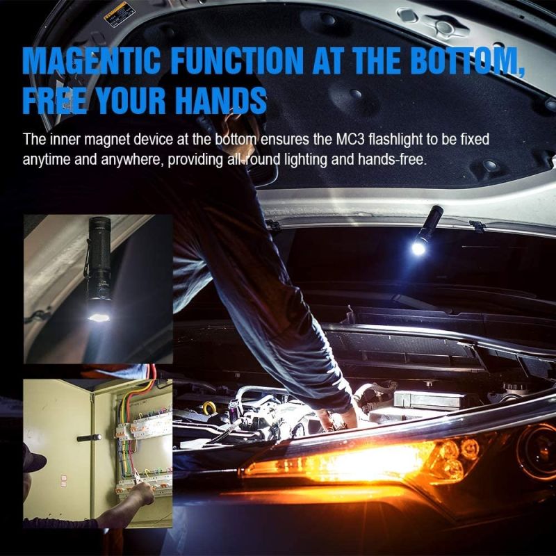 Latarka ręczna TrustFire MC3 XHP50 2500 lumenów mocna kompaktowa wodoodporność IP68 ładowanie magnetyczne USB