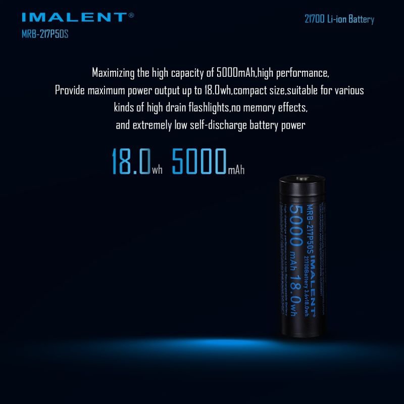 IMALENT MRB-217P50S Akumulator 21700 5000mAh Li-ion 3.6V do Latarek LED | Wysoka Pojemność!