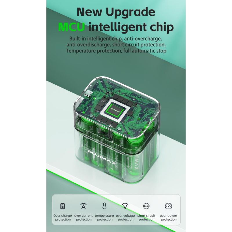 Ładowarka 8-gniazdowa z portem typu C inteligentna klapka bateria litowa AA 3400mWh szybkie ładowanie