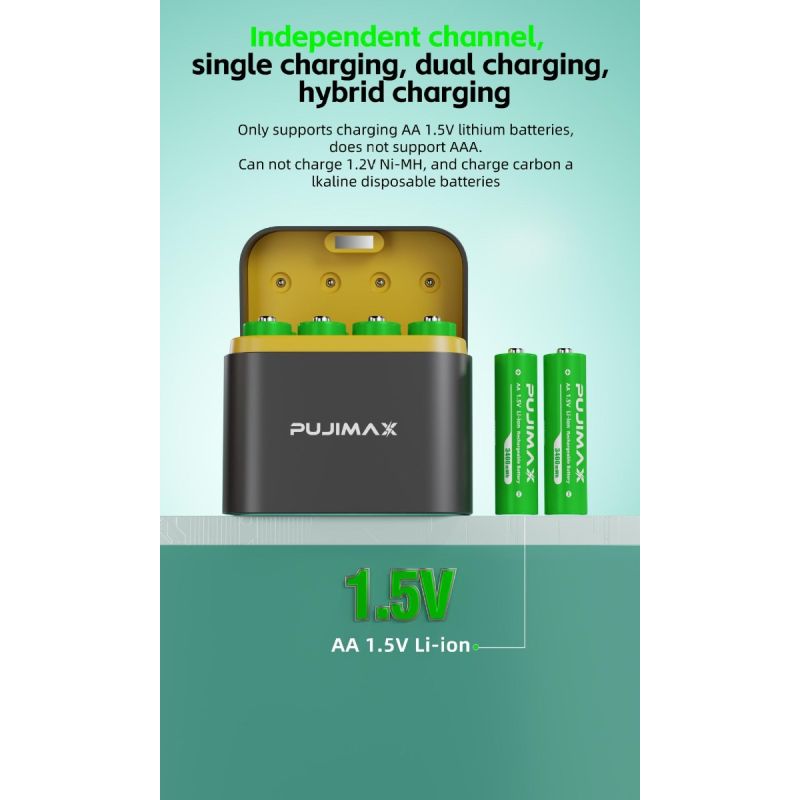 Ładowarka 8-gniazdowa z portem typu C inteligentna klapka bateria litowa AA 3400mWh szybkie ładowanie