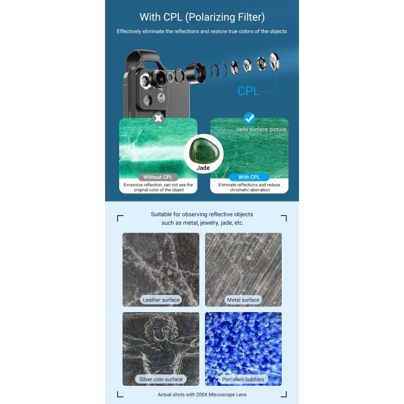 Obiektyw Mikroskopowy APEXEL 200X do Smartfonów z Mobilną Lampą LED i Wysokiej Jakości Obrazami Dla iPhone Samsung