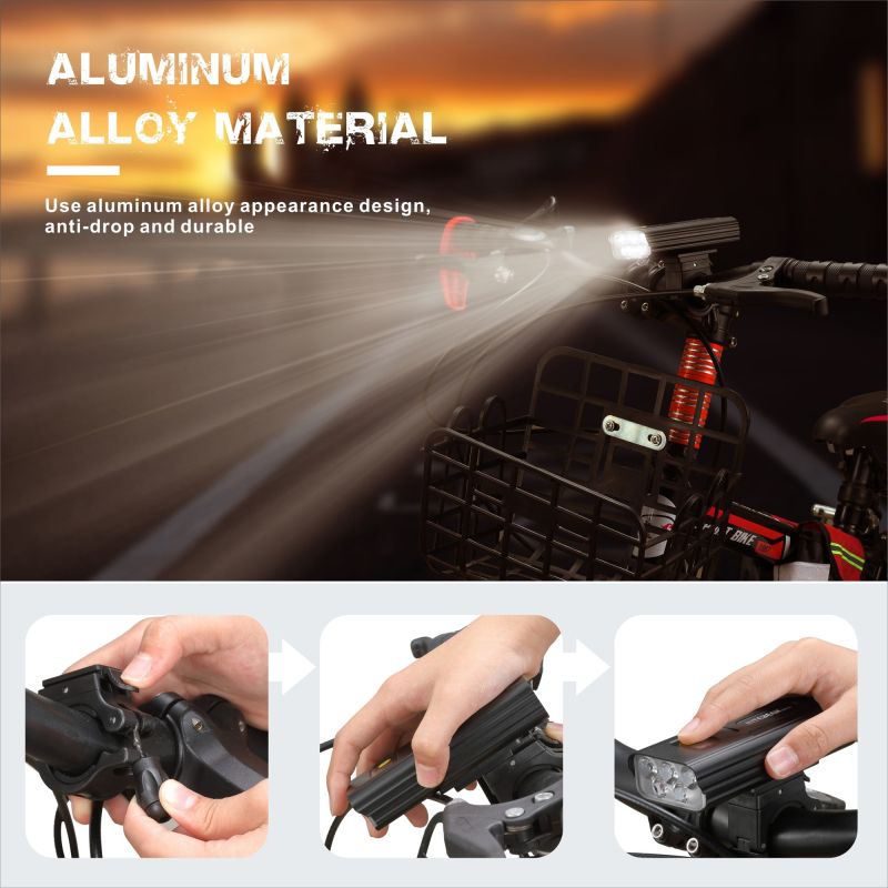 Nitebeam BR05 Przednie Światło Rowerowe 5 LED 5000 Lumenów USB Ładowanie Akcesoria Rowerowe na Nocną Jazdę