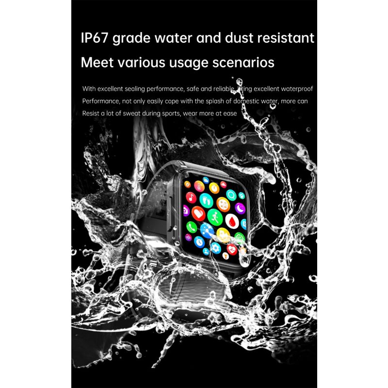 ET540 Glukoza/EKG Smartwatch Fitness Tracker: BT Połączenia, Tętno, Ciśnienie, Temp., Tlen, Całodobowe Monitorowanie dla Zdrowia