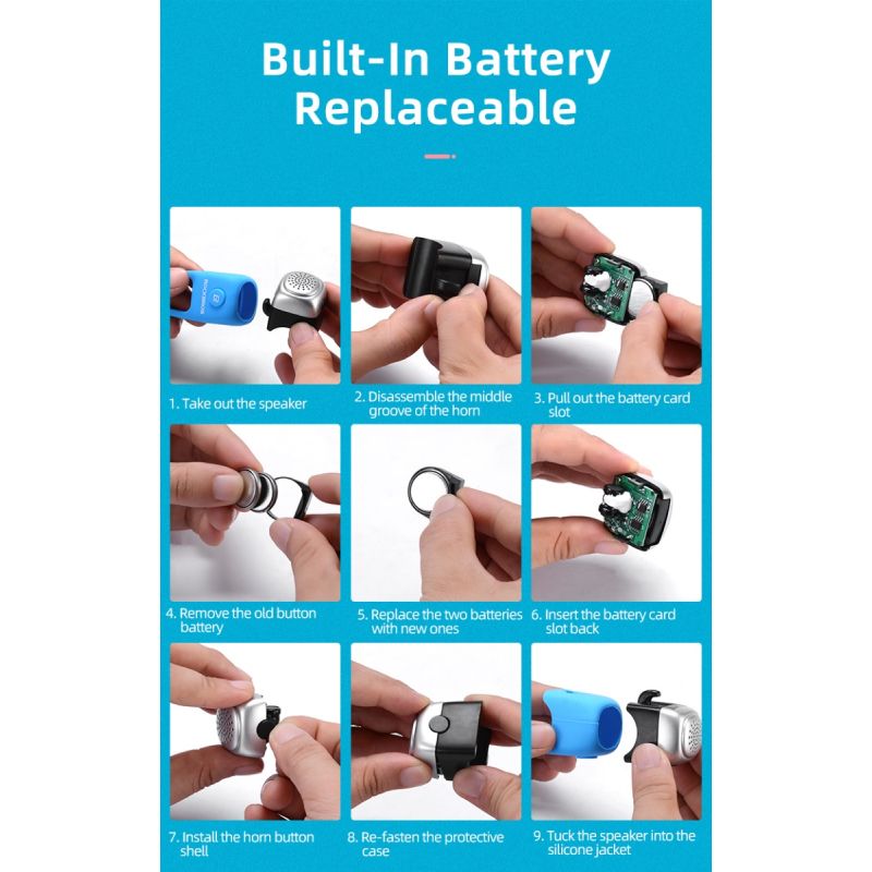 Elektryczny dzwonek rowerowy ROCKBROS 110 dB deszczoodporna personalizacja roweru bezpieczeństwo MTB