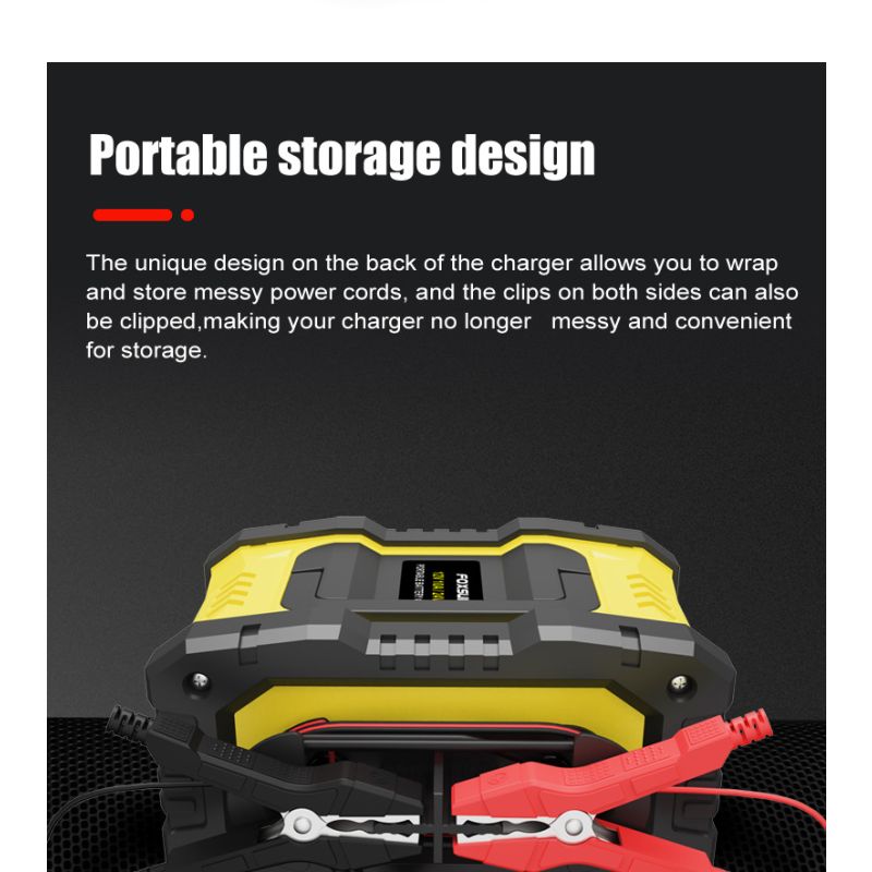 FOXSUR przenośna ładowarka samochodowa 12V 24V AGM LiFePO4 7-stopniowe automatyczne ładowanie wszechstronność