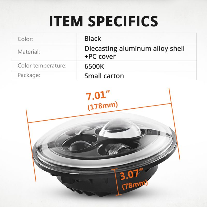 CO LIGHT Reflektor LED 7 cali H4 DRL żółte białe Angel Eye Jeep Wrangler Lada Niva 4x4 60W akcesoria