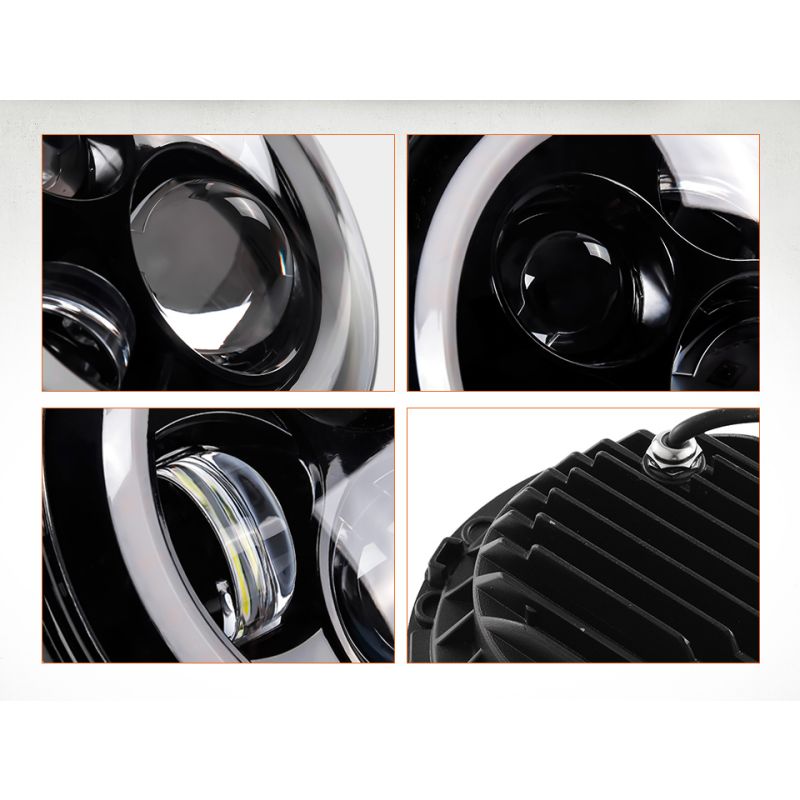 CO LIGHT Reflektor LED 7 cali H4 DRL żółte białe Angel Eye Jeep Wrangler Lada Niva 4x4 60W akcesoria