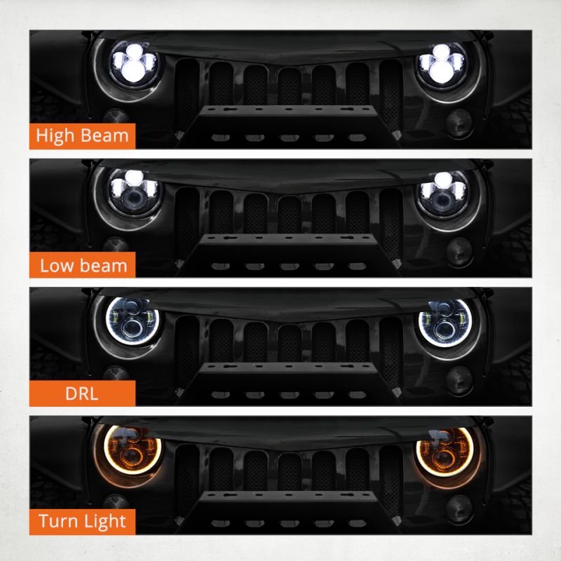 CO LIGHT Reflektor LED 7 cali H4 DRL żółte białe Angel Eye Jeep Wrangler Lada Niva 4x4 60W akcesoria