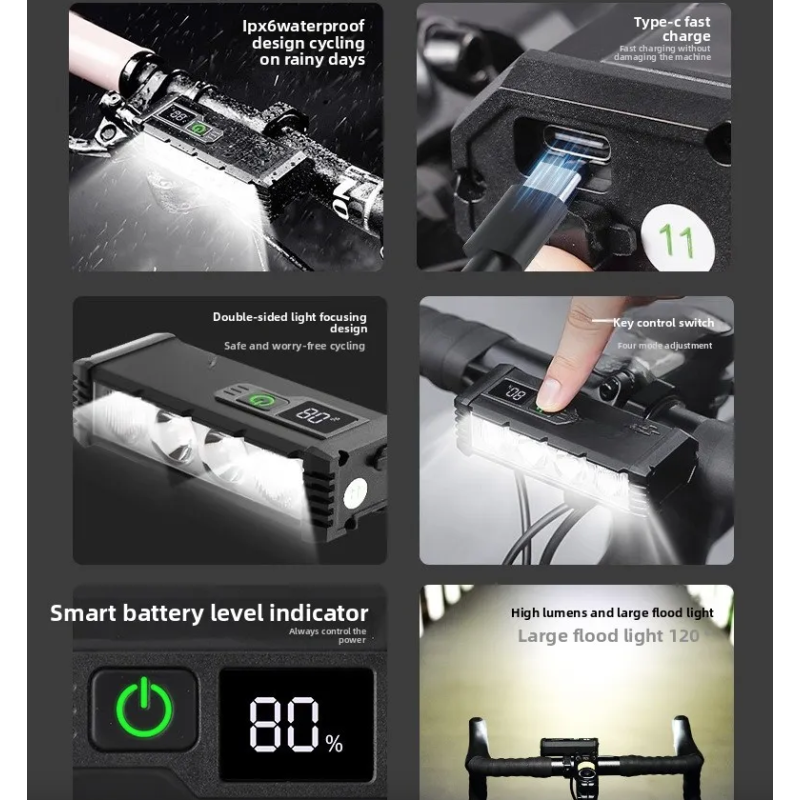 ACRUNU Lampka Rowerowa LED USB Ładowana | 4000 Lumenów, 4 Tryby | Bezpieczeństwo Jazdy