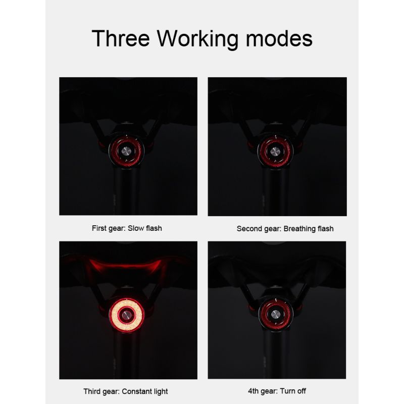 ANTUSI Q5 inteligentne tylne światło rowerowe LED auto start stop IPX6 wodoodporne akcesoria rowerowe bezpieczeństwo