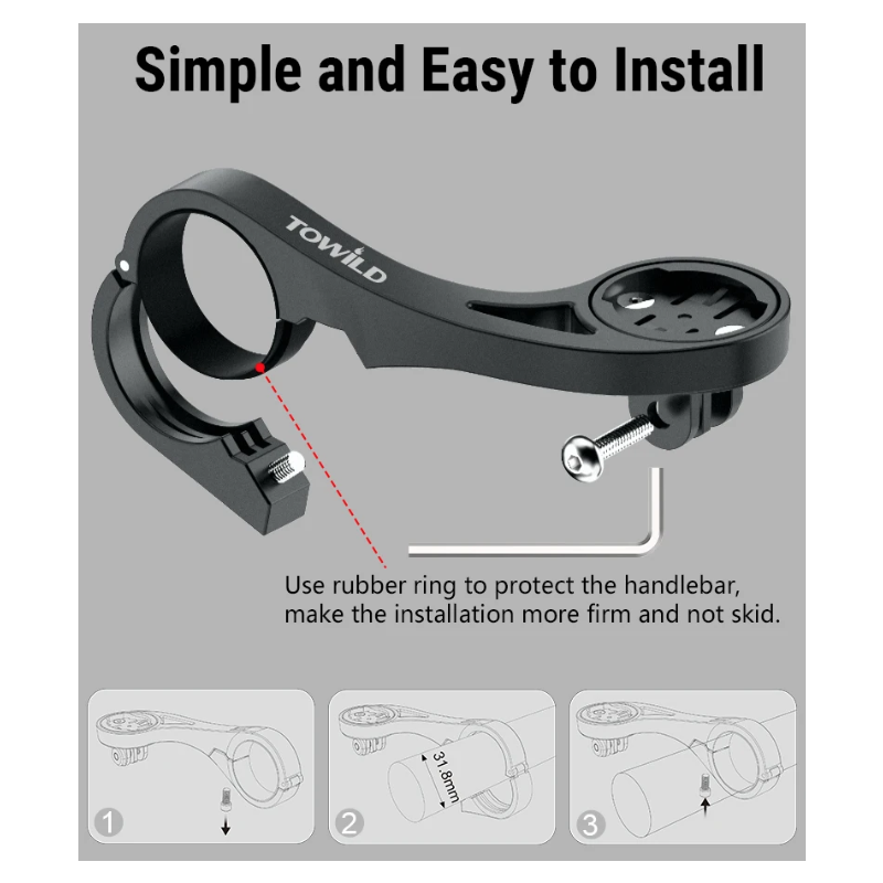 TOWILD AS90 Uchwyt Rowerowy: Lekki Wspornik Kierownicy na Lampkę i Komputer Garmin, Scosche