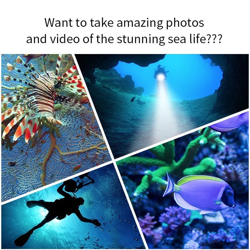 Latarka nurkowa B11 80M LED czerwone niebieskie białe światło do fotografii podwodnej i eksploracji morskiej