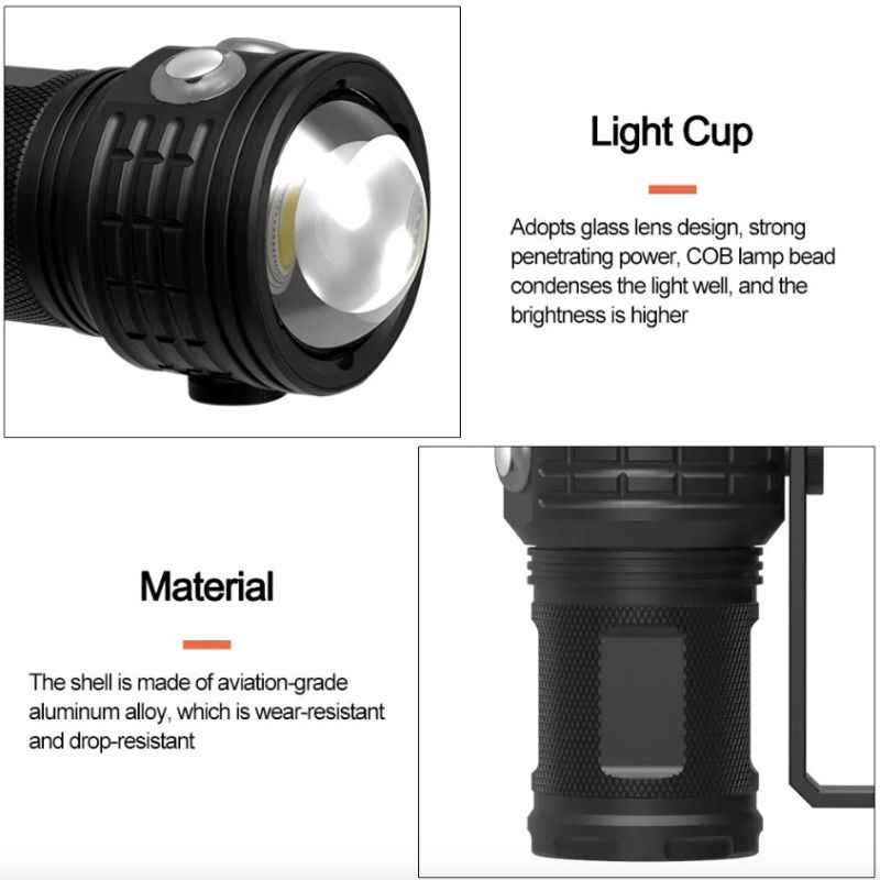 Latarka B12 LED do nurkowania IPX8 sprzęt do nurkowania fotografia podwodna jasne światło nurkowe 80m