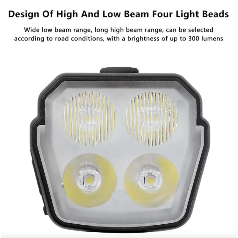 Klakson rowerowy 2w1 z reflektorem MTB, światła bliskie/dalekie 2/4 lampy, sterowanie przewodowe, akcesoria rowerowe