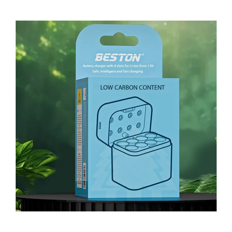 Beston Inteligentna Ładowarka 8 Slotów AA 1.5V Li-ion 3600mWh, Szybkie Ładowanie Zestawu Baterii.