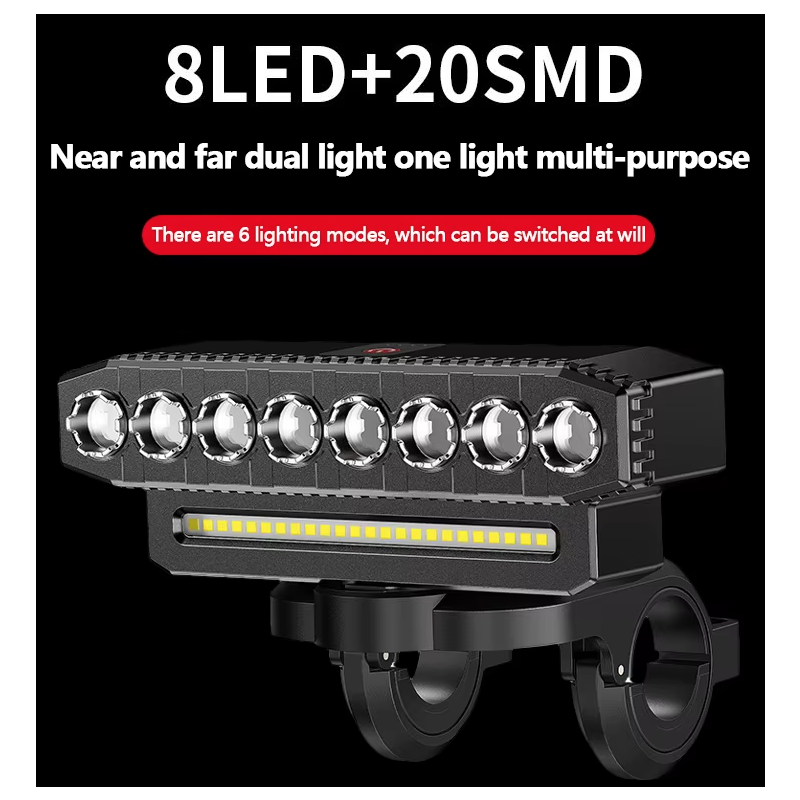 Ładowana przez USB lampka rowerowa z 120 dB klaksonem i podwójnym przełącznikiem dla bezpieczeństwa rowerowego