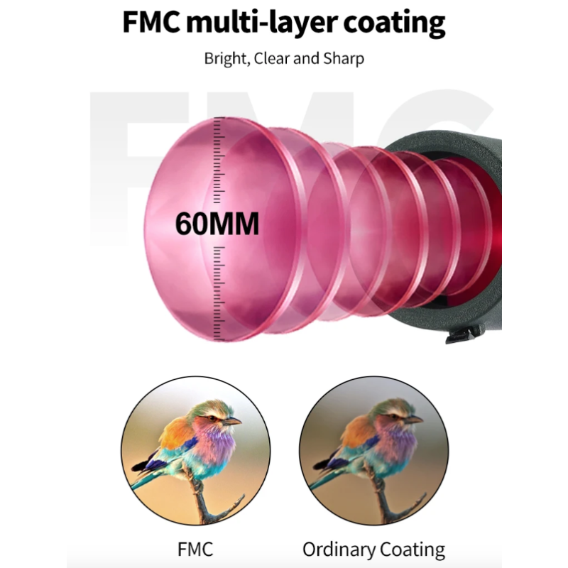 Potężny teleskop 25-75x60 Zoom ED HD Monokular Bak4 do obserwacji ptaków i biwakowania na zewnątrz