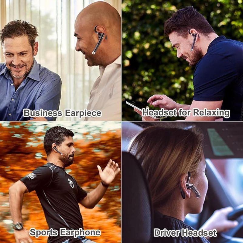 Bezprzewodowy Zestaw Słuchawkowy Biznesowy BT5.3 z Mikrofonem Redukującym Hałas, Earpiece Sportowy Handsfree