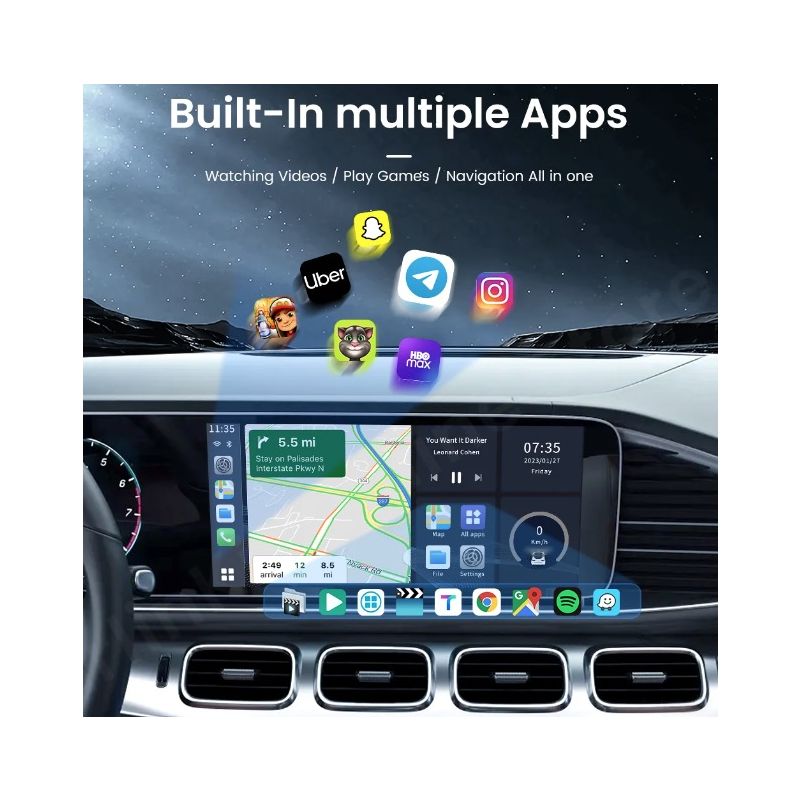 CarlinKit Smart TV Box CarPlay Android 13 przewodowy do bezprzewodowego z YouTube Netflix multimedialna rozrywka