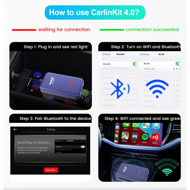 CarlinKit 4.0 Bezprzewodowy CarPlay Box Adapter Plug and Play Łatwa Instalacja dla Audi VW Porsche Kia