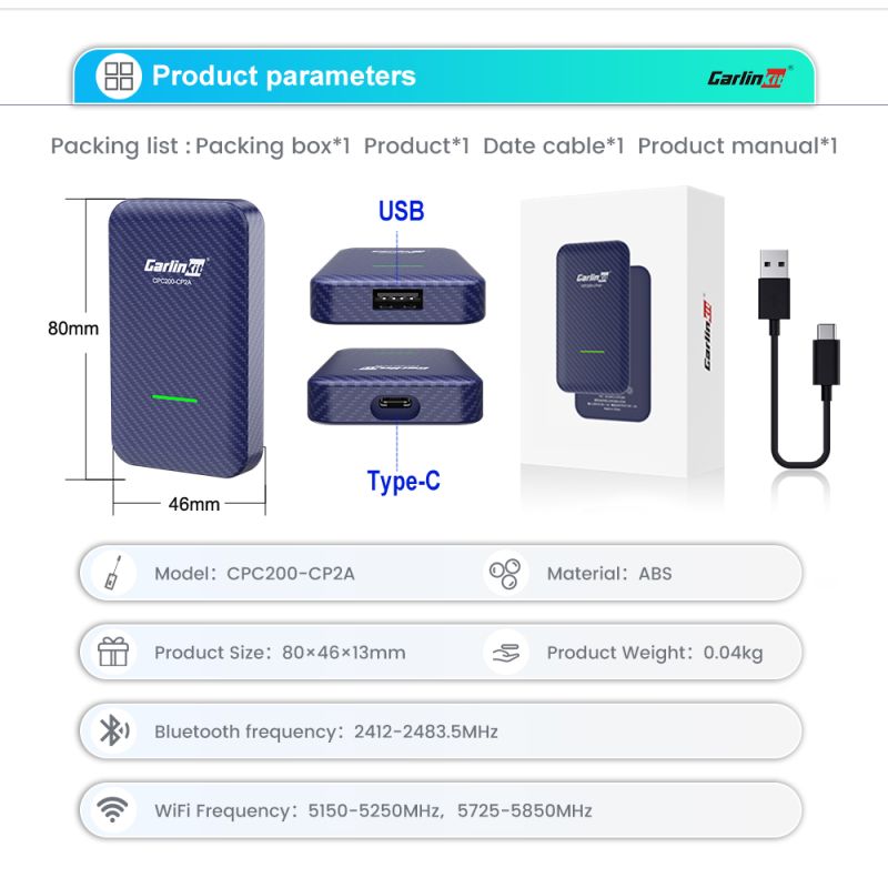 CarlinKit 4.0 Bezprzewodowy CarPlay Box Adapter Plug and Play Łatwa Instalacja dla Audi VW Porsche Kia