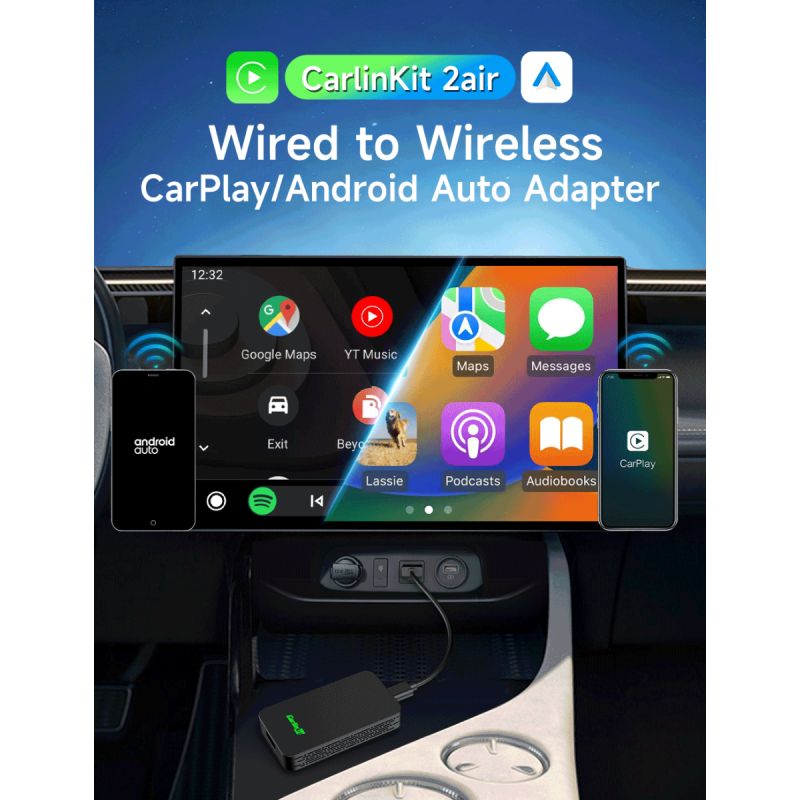 CarlinKit 2air 5.0 adapter CarPlay bezprzewodowy i Android Auto bezprzewodowy kompaktowy inteligentny box