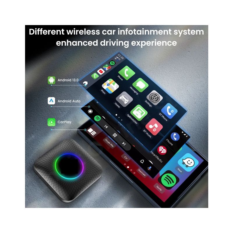 CarlinKit Smart TV Box CarPlay Android 13 przewodowy do bezprzewodowego z YouTube Netflix multimedialna rozrywka