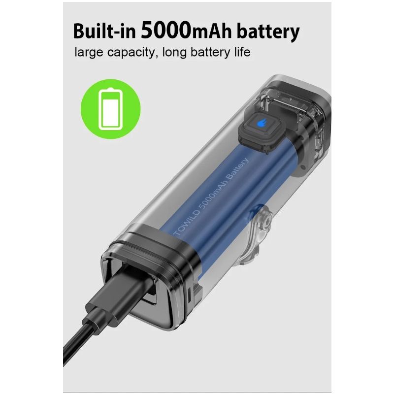 TOWILD CL1600 lampka rowerowa 1600 lm ładowanie USB akumulator 21700 wodoodporny reflektor nocna jazda