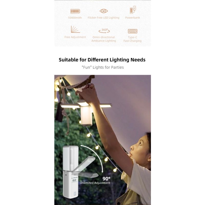 Klarus CL2 składane światło kempingowe 750 lumenów ochrona oczu 90-stopniowe żarówki 7 trybów światła