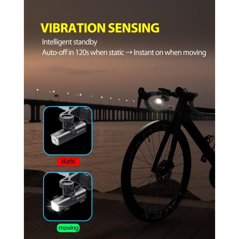 TOWILD CL2000 Przednia Lampka Rowerowa 2000LM Super Jasna | Antyodblaskowa | Bezpieczna Nocą