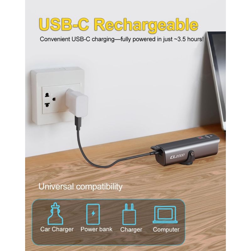 TOWILD CL2000 Przednia Lampka Rowerowa 2000LM Super Jasna | Antyodblaskowa | Bezpieczna Nocą