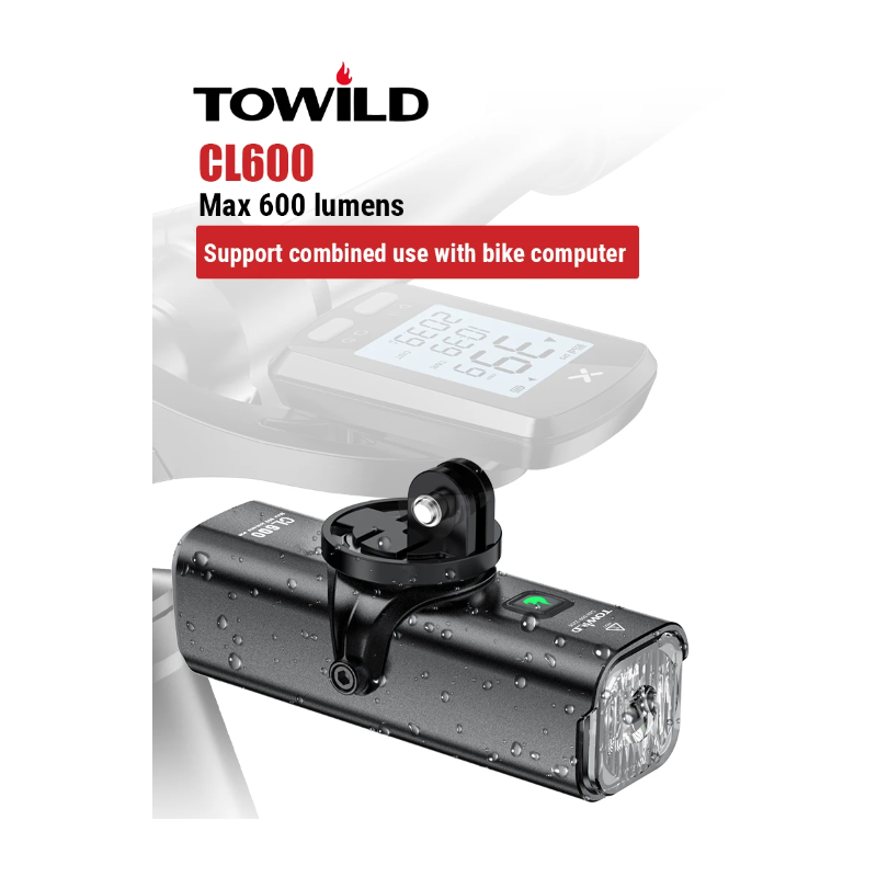 TOWILD CL600 lampka rowerowa LED ładowana USB wodoodporny reflektor 2000mAh idealny na nocna jazda