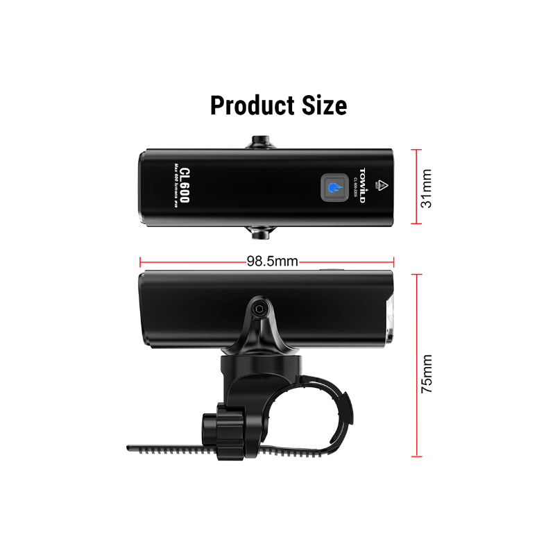 TOWILD CL600 lampka rowerowa LED ładowana USB wodoodporny reflektor 2000mAh idealny na nocna jazda